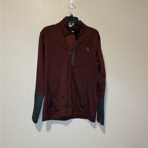 The North Face Mens Full Zip Jacket Burgundy Gray Trim Large L